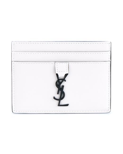 Monogram Leather Card Holder in White - Saint Laurent