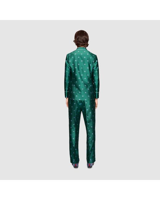 Gucci Green Bee Jacquard Pajama Pant for men