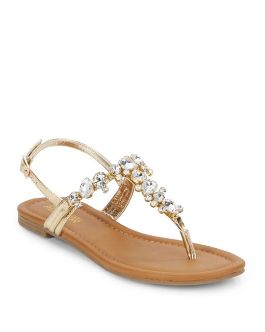 Kenneth Cole Reaction Drag Fire Jeweled Sandals in Metallic | Lyst