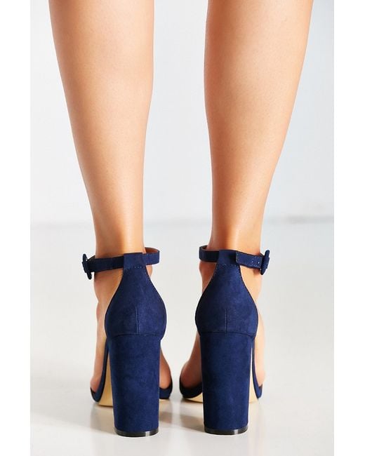 Blue platform heels with ankle strap hot sale