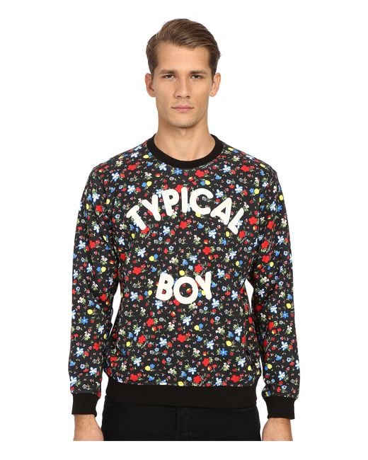 Love Moschino Black Typical Boy Floral Sweatshirt for men