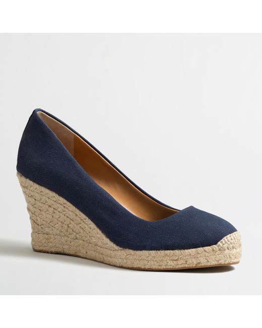 J.Crew Factory Canvas Espadrille Wedges in Blue | Lyst