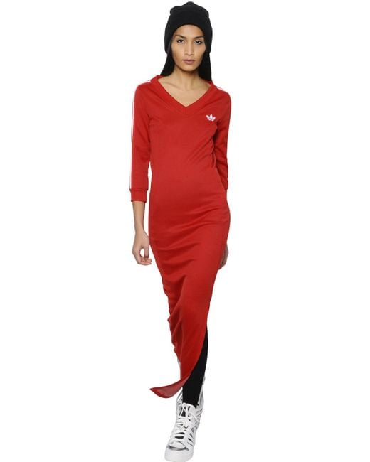 Jeremy Scott for adidas Red Striped Jersey Dress