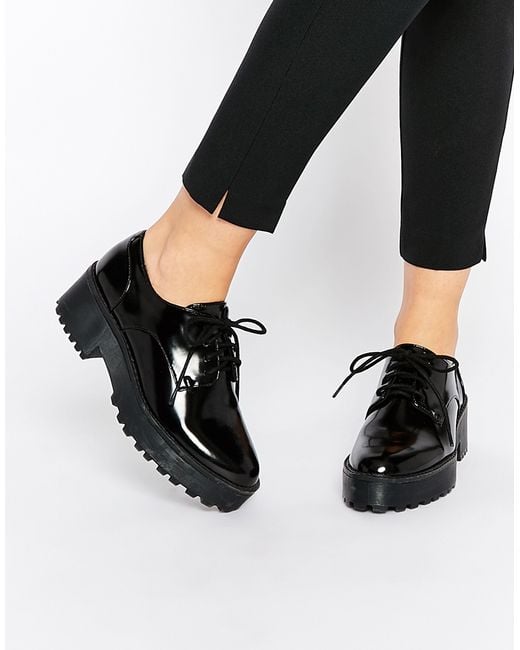 Monki Black Chunky Sole Lace Up Shoes