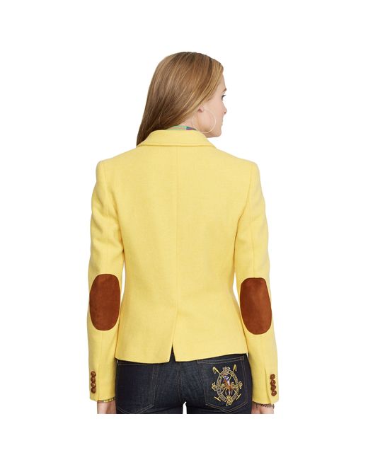 Polo Ralph Lauren Elbow-Patch Hacking Jacket in Yellow | Lyst