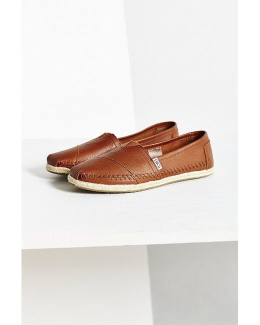 TOMS Brown Leather Espadrille