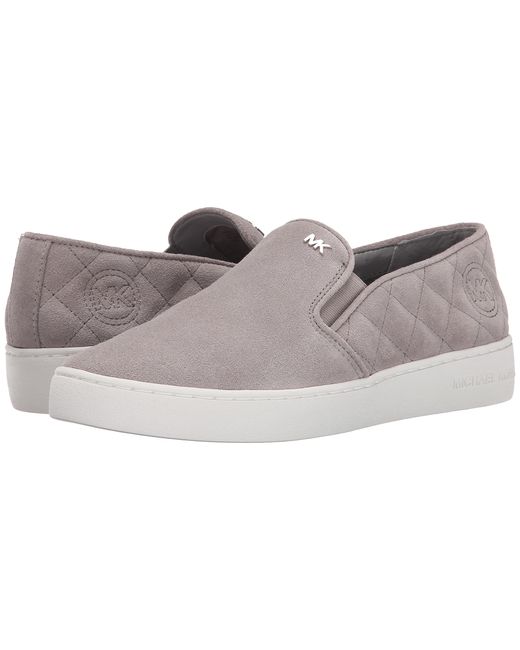 MICHAEL Michael Kors Suede Keaton Quilted Slip-on in Pearl Grey (Gray) |  Lyst