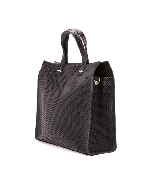 Clare V. Perforated Petite Simple Tote in Black