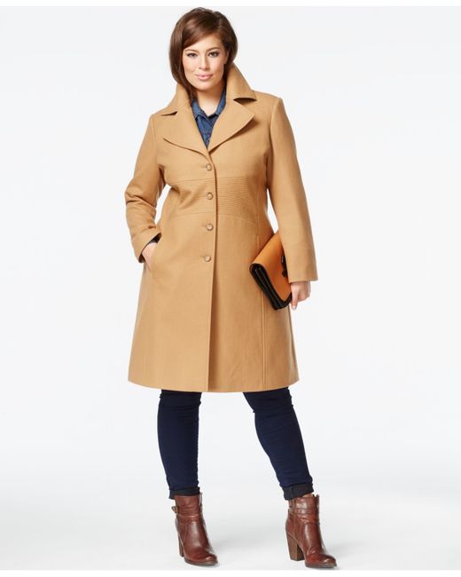 Tommy Hilfiger Plus Size Wool-blend Walker Coat in Natural | Lyst