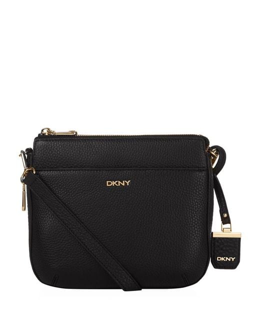 DKNY Double Zip Crossbody Tribeca Flap Bag in Black