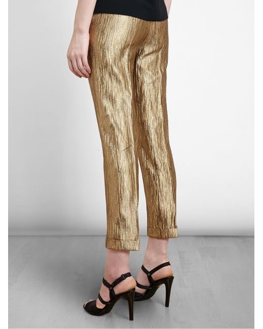 OSMAN Gold Brocade Trousers in Metallic
