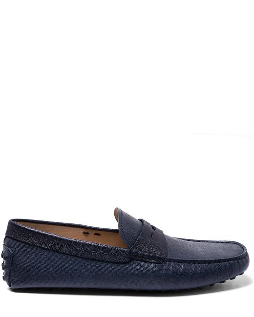 Tod's Blue Navy Gommino Saffiano Leather Penny Loafer Driving Shoes for men
