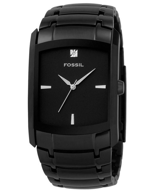 Fossil Men'S Diamond Accent Black Ion Plated Stainless Steel Bracelet  Fs4159 for Men | Lyst