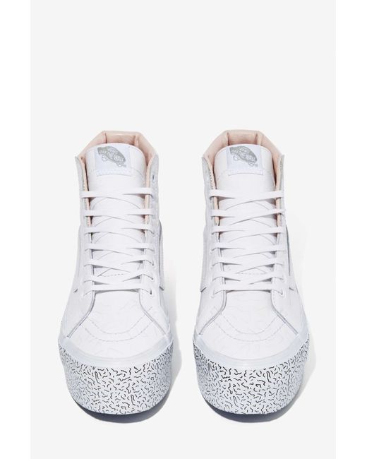 vans white leather platform