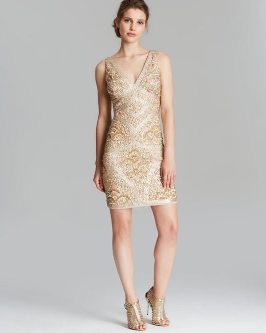 Aidan Mattox Dress Sleeveless Double V 