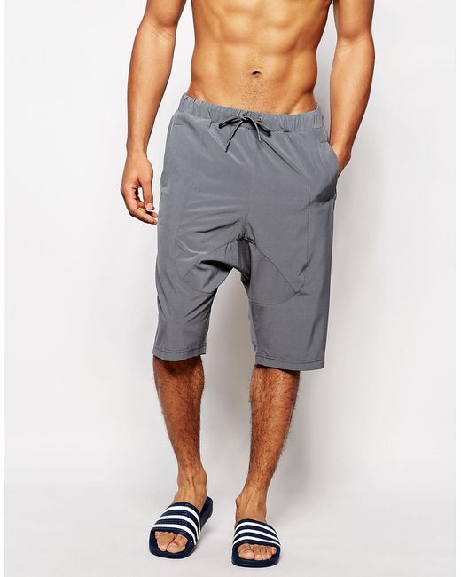 Asos Drop Crotch Swim Shorts In Dark Gray Gray in Gray for Men Lyst