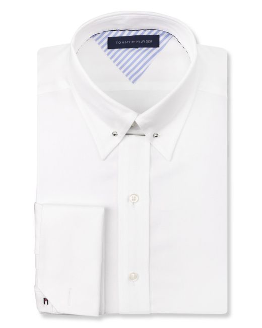 Tommy Hilfiger White French Cuff Dress Shirt With Collar Bar for men