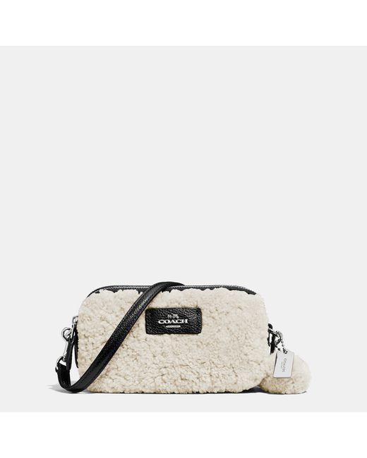 COACH White Shearling and Leather Cross-Body Bag