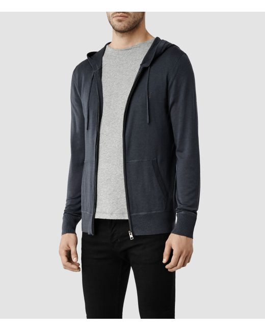 AllSaints Gray Mode Merino Zip Hoody for men
