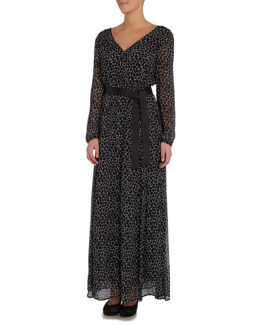 armani sleeve giraffe print maxi dress in black save 9 lyst armani sleeve giraffe print maxi dress in black save 9 lyst