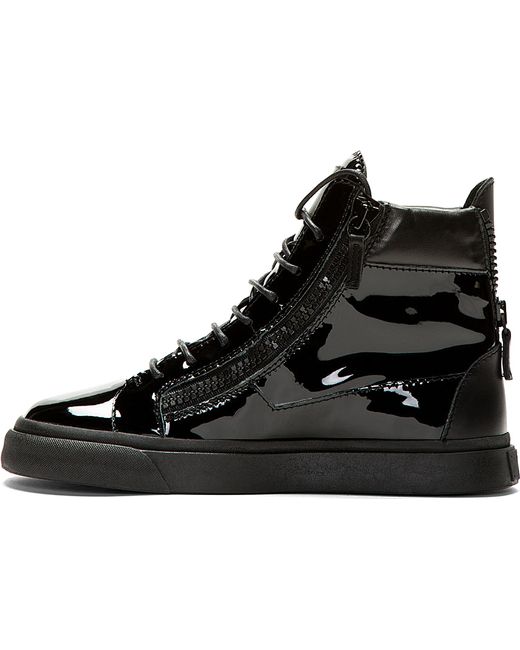 Giuseppe zanotti Black Patent Leather London High-top Sneakers in Black ...