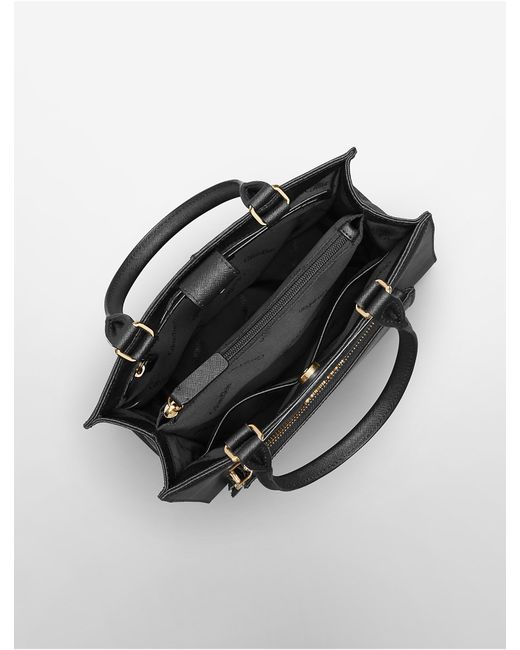 Calvin Klein Saffiano Leather Small Tote Bag in Black | Lyst Canada