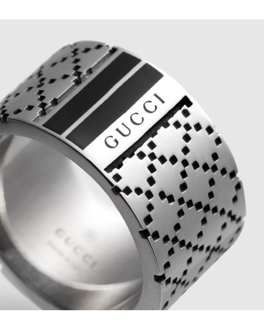 Gucci Metallic Diamantissima Wide Ring In Sterling Silver for men