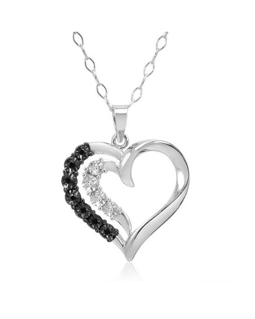 Luxury Black and White Diamond Heart Necklace