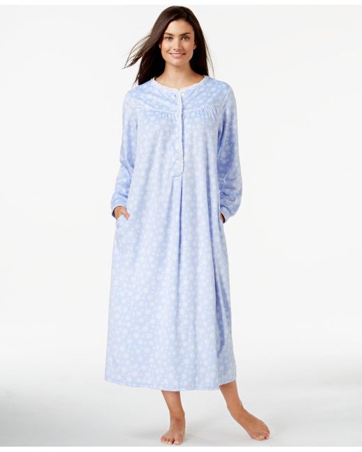 Lanz of Salzburg Blue Long Fleece Nightgown