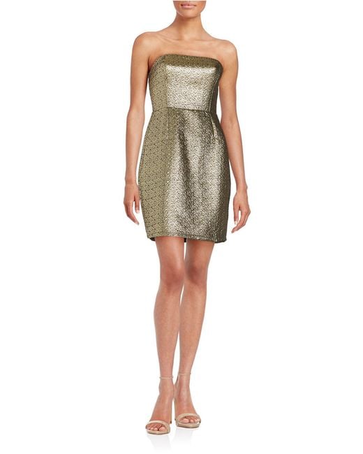 Lord & taylor Strapless Metallic Dress in Gold (True Gold) Lyst