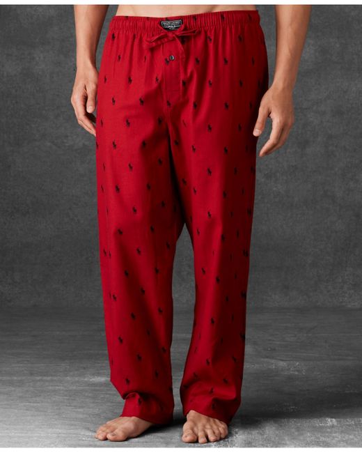 Polo Ralph Lauren Red Men'S Allover Polo Player Woven Pajama Pants for men
