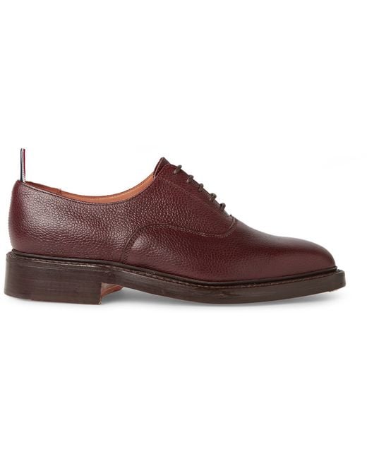 Thom Browne Brown Pebble-Grain Leather Oxford Shoes for men