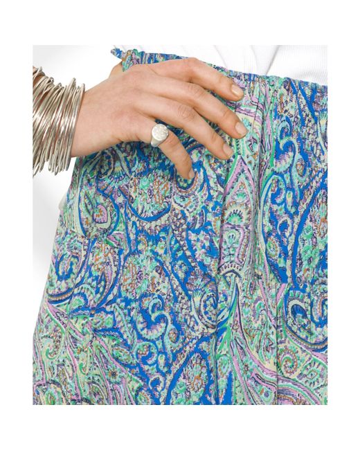 Lauren by Ralph Lauren Blue Plus Size Tiered Paisleyprint Maxi Skirt