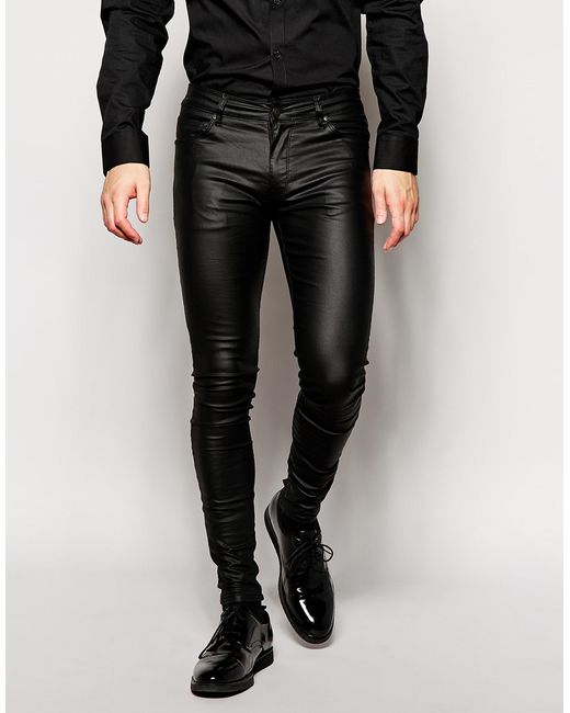 ASOS Extreme Super Skinny Jeans In Leather Look in Black for Men | Lyst