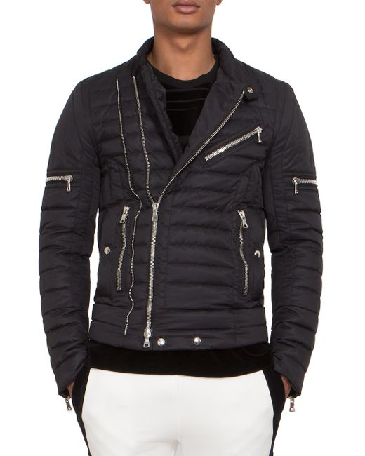 Balmain Puffer Moto Jacket in Black for 