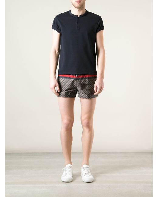 Gucci Black Printed Swim Shorts for men
