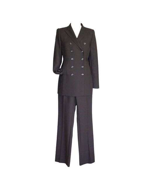 Akris Wool Pant Suit Double Breast Dark 10 New in Brown - Lyst