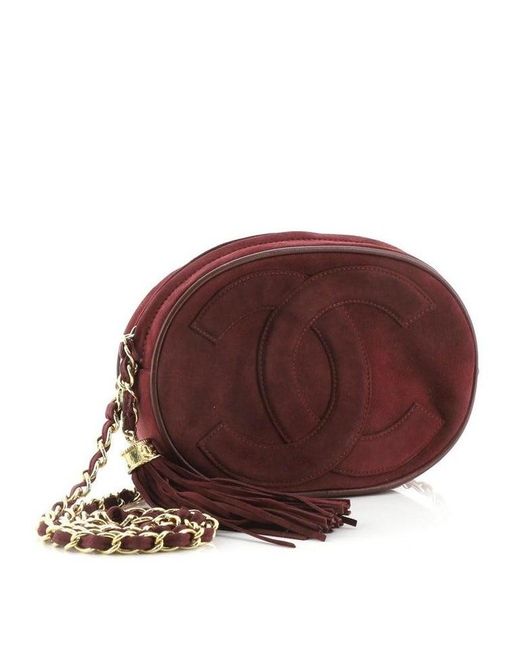 Chanel Vintage Oval Cc Tassel Crossbody Bag Suede Mini Lyst Chanel Vintage Oval Cc Tassel Crossbody Bag Suede Mini Lyst