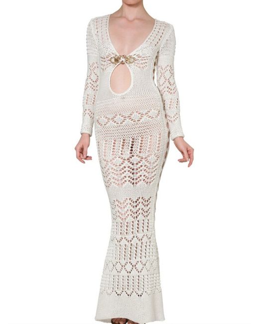 Emilio Pucci White Long Crochet Dress