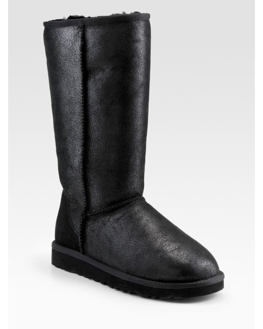 grillen troosten Lagere school UGG Classic Leather Tall Bomber Boots in Black | Lyst