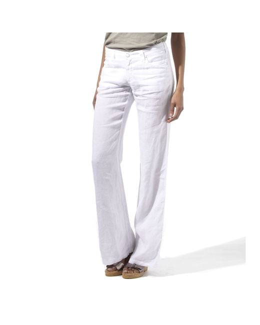 Armani Jeans White Wide Leg Linen Trousers