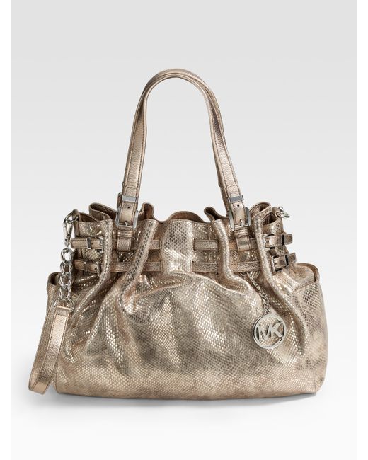 MICHAEL Michael Kors Edie Large Leather Shoulder Bag in Metallic Lyst