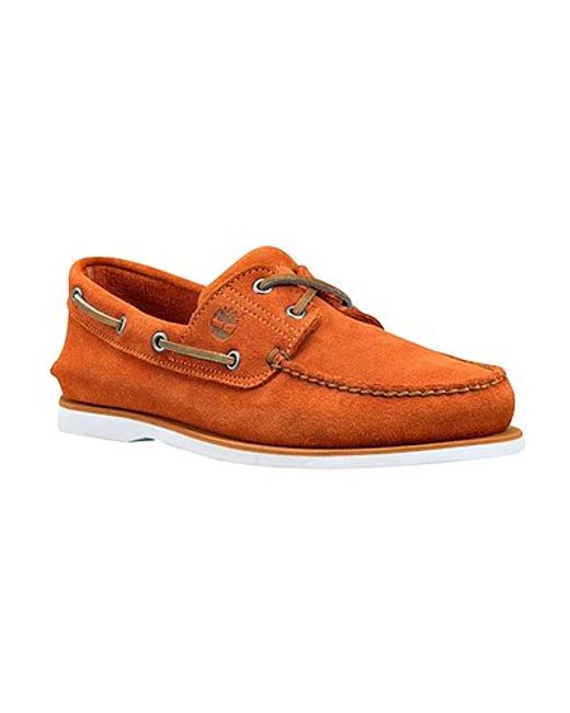Timberland Classic 2 Eyelet Suede Boat Shoes Orange for men
