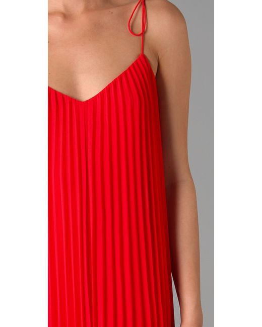 Pleated spaghetti strap dress deals