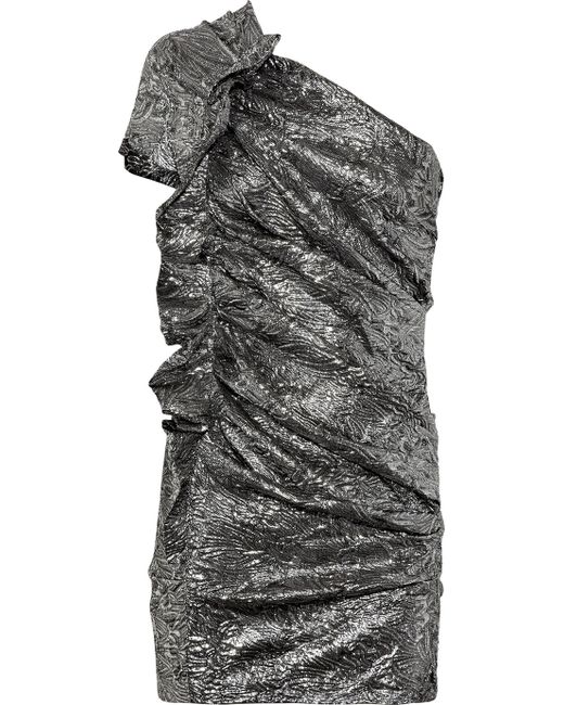 Isabel Marant Metallic Gia Brocade One-shoulder Dress