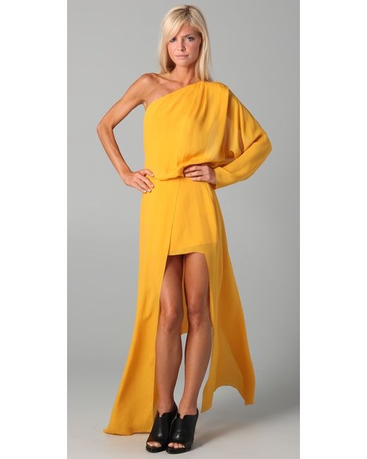 Acne Studios Yellow Emile Silk Maxi Dress