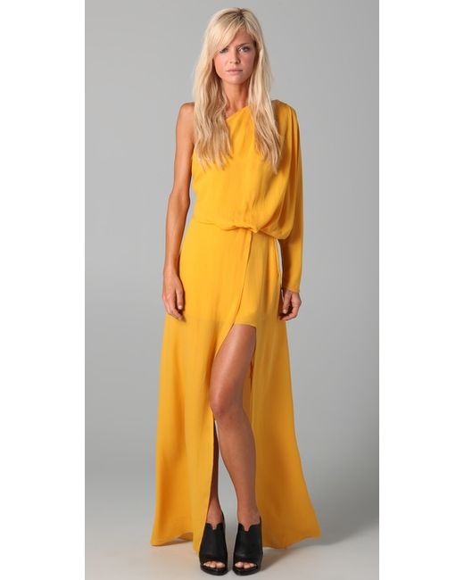 Acne Studios Emile Silk Maxi Dress in Yellow | Lyst