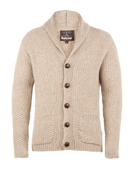 Barbour Natural Oatmeal Moss Shawl Collar Cardigan for men