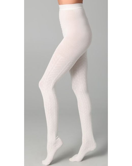 FALKE Striggings Cable Knit Tights in White