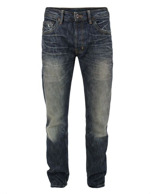 Natural Selection Blue Smith Straight Saddle Wash Jeans for men